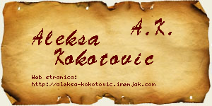 Aleksa Kokotović vizit kartica